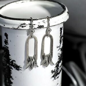 5 For $25💫Alternative Grunge Silver Paperclip Dangles Earrings